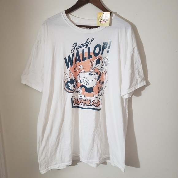 Funko Pop Tees Cuphead Crewneck T-Shirt White Blue Orange Mens Size 2X New - Picture 1 of 7